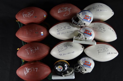Lot of fourteen (14) Autographed Football Memorabilia items
